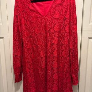 Wonderly Red Lace Long Sleeve Dress